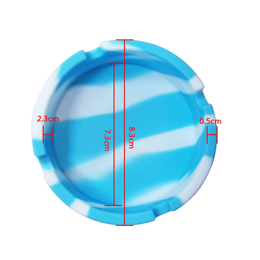 A collection of silicone ashtrays in various solid colors and camouflage patterns.